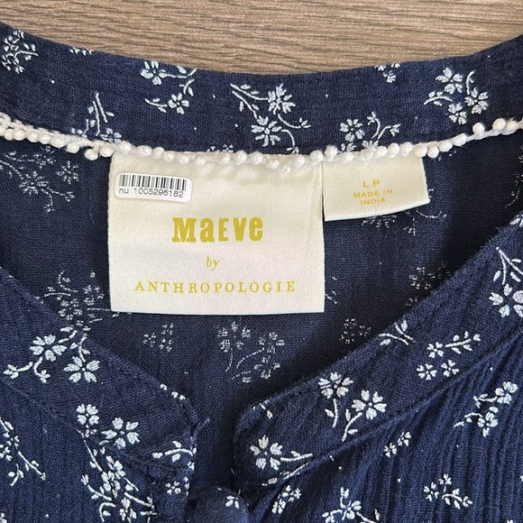 Maeve Anthropologie Floral Navy Blue Women's Long Sleeved Top Size Large P - Picture 2 of 11